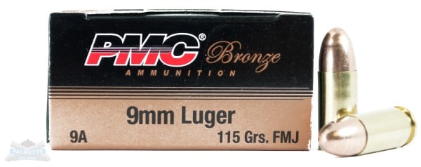 PMC Bronze Handgun Ammunition 9mm Luger 115 gr FMJ 1150 fps 50/ct - Flat Rate Shipping Under 30lbs! - No Credit Card Fees