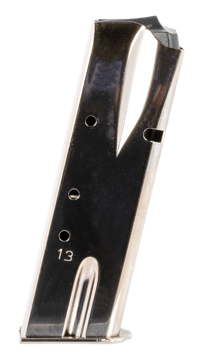 MecGar Standard 13rd 9mm Luger Fits Browning Hi-Power/Springfield SA-35 Nickel Carbon Steel