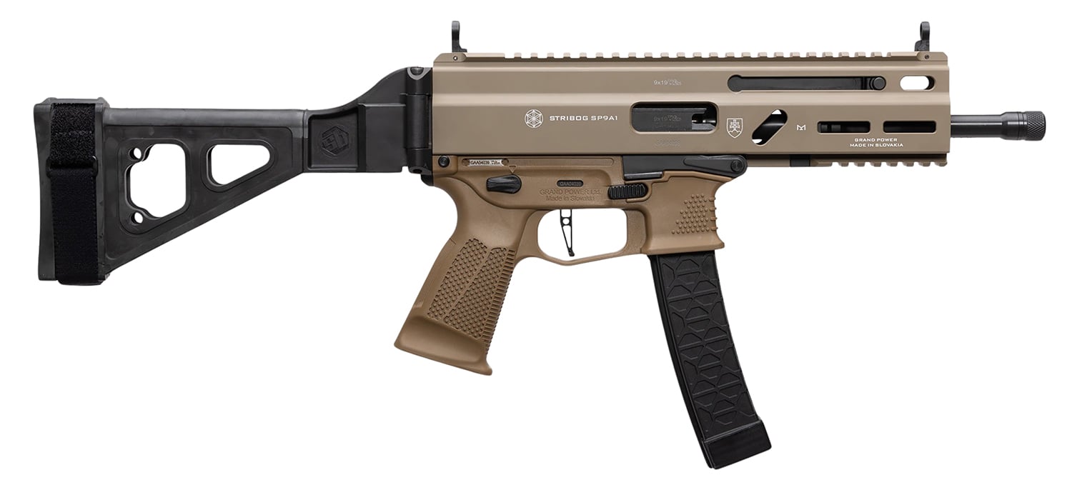 Grand Power SP9A1 8" 9mm Pistol w/ Brace, FDE