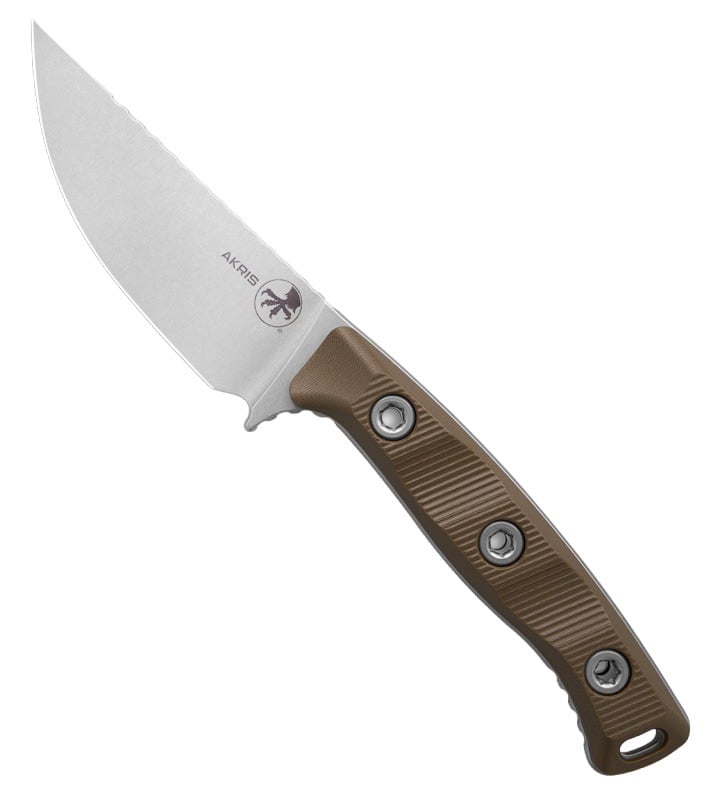 Microtech Akris With Leather Sheath, Dark Earth