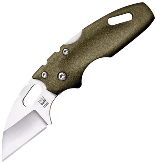 Cold Steel Mini Folder Plane Edge Knife Sheepsfoot Blade in OD Green - CS-20MTGD