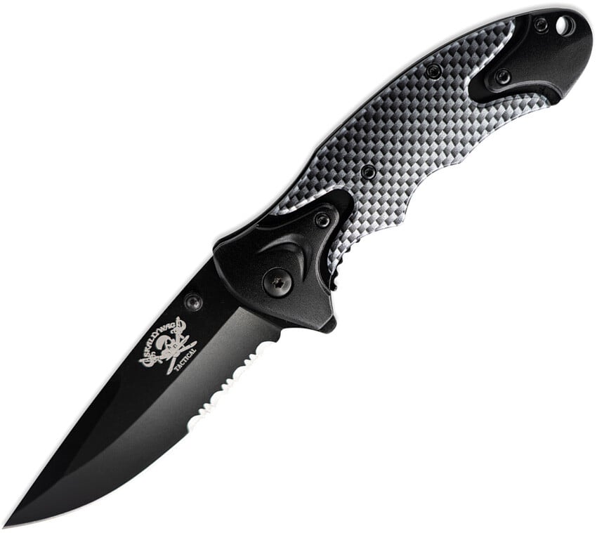 Skallywag Tactical Orca Drop Point Folding Knife, Black