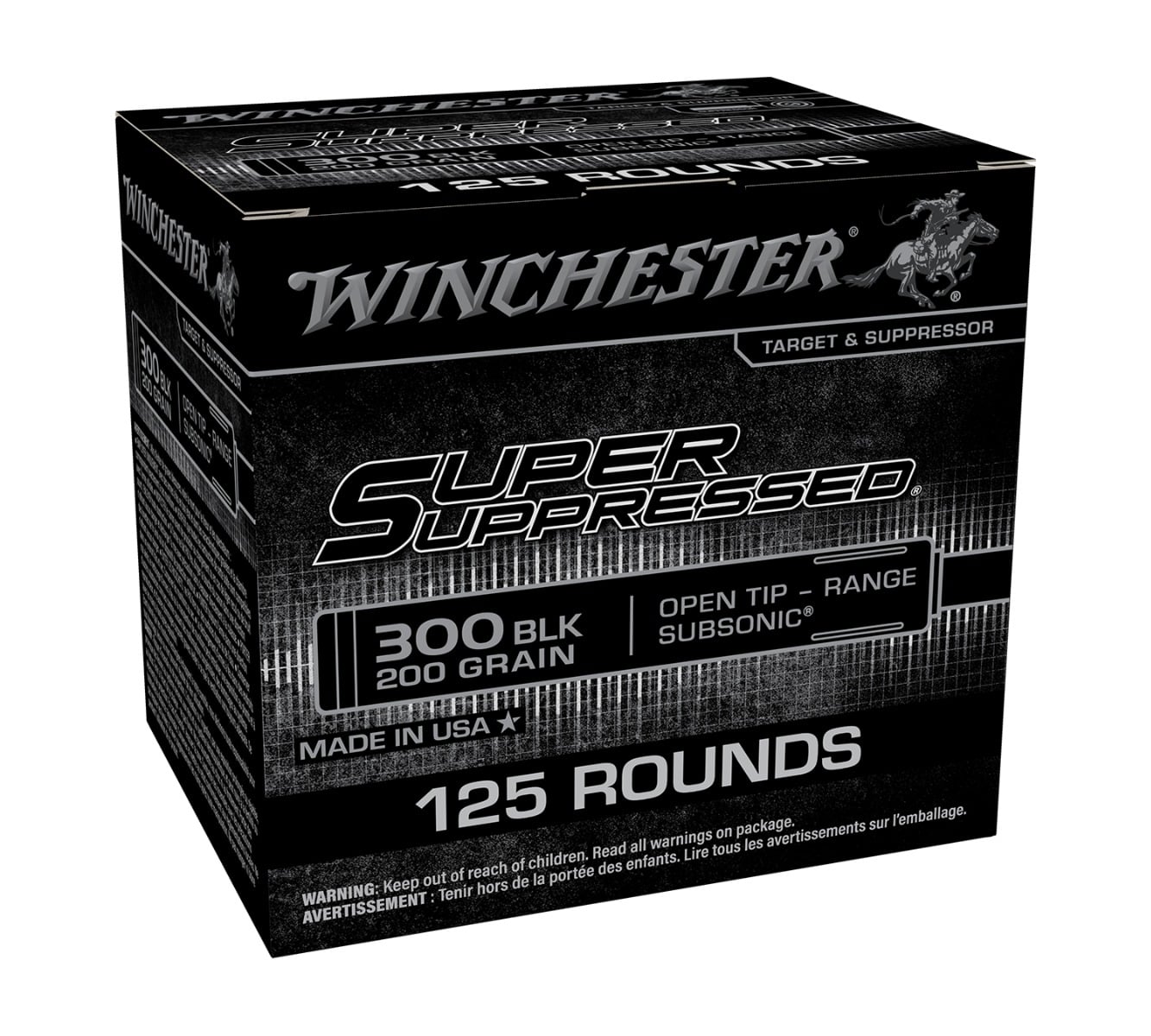 Winchester Ammo 300 BO Super Supressed FMJOT 200gr Subsonic 125rd - SUP300BLK2