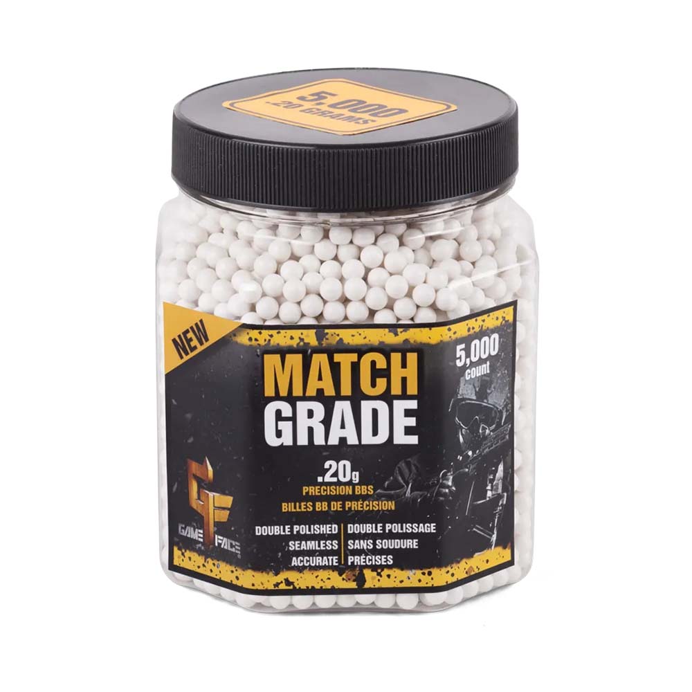 Game Face Match Grade 6mm 5000 Count Airsoft BBs, White - 20GPW5J
