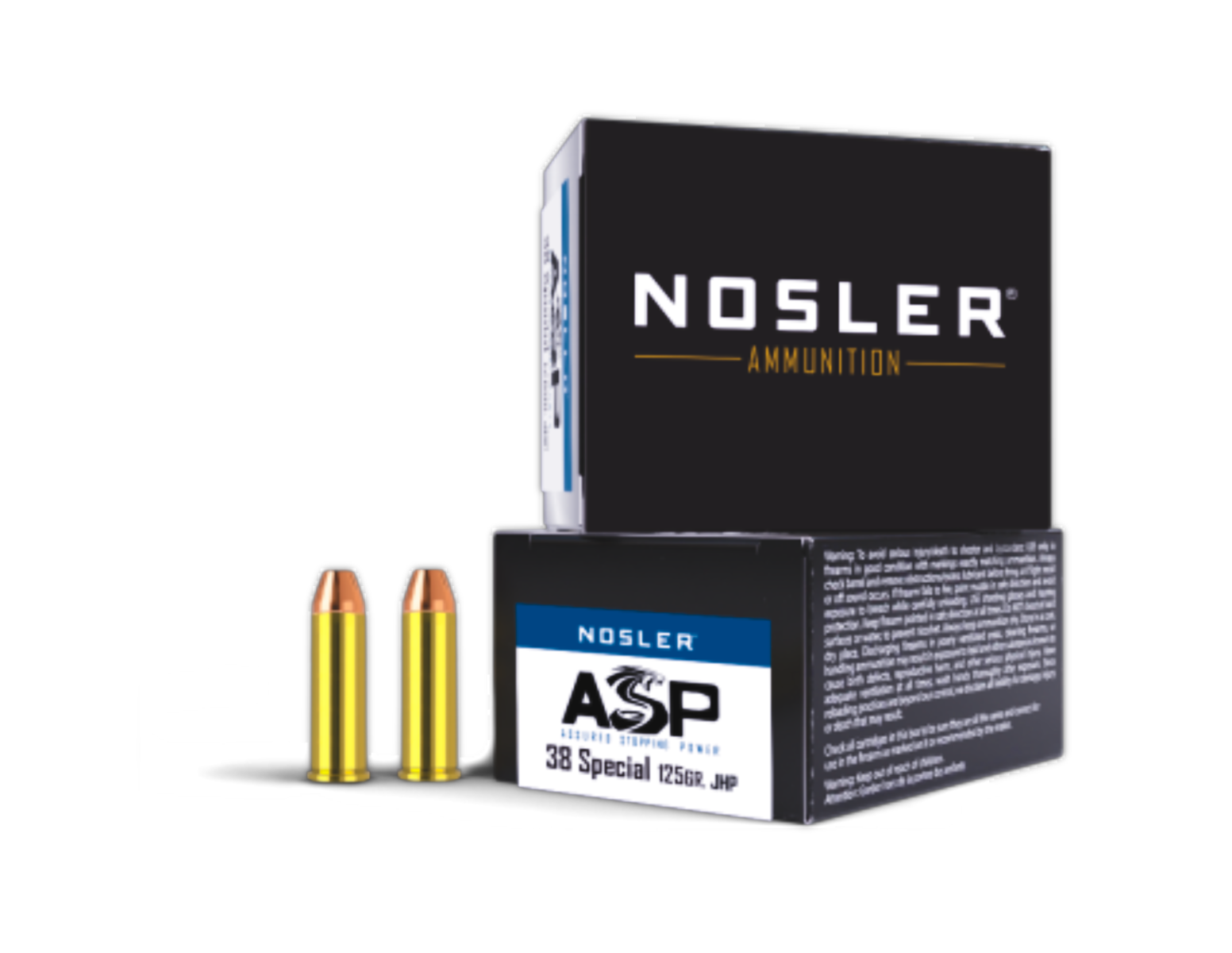Nosler ASP Handgun Ammunition .38 Spl 125gr JHP 930 fps 20/ct - No Credit Card Fees - Low, flat rate shipping