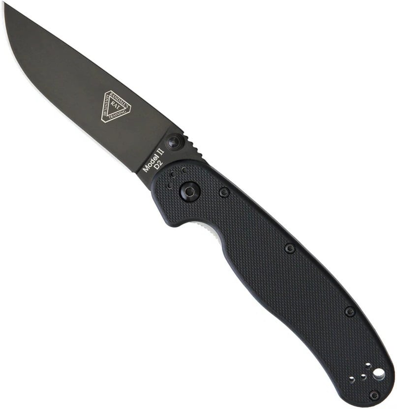 Ontario Knife Company RAT II D2 Folding Knife, Black/Black