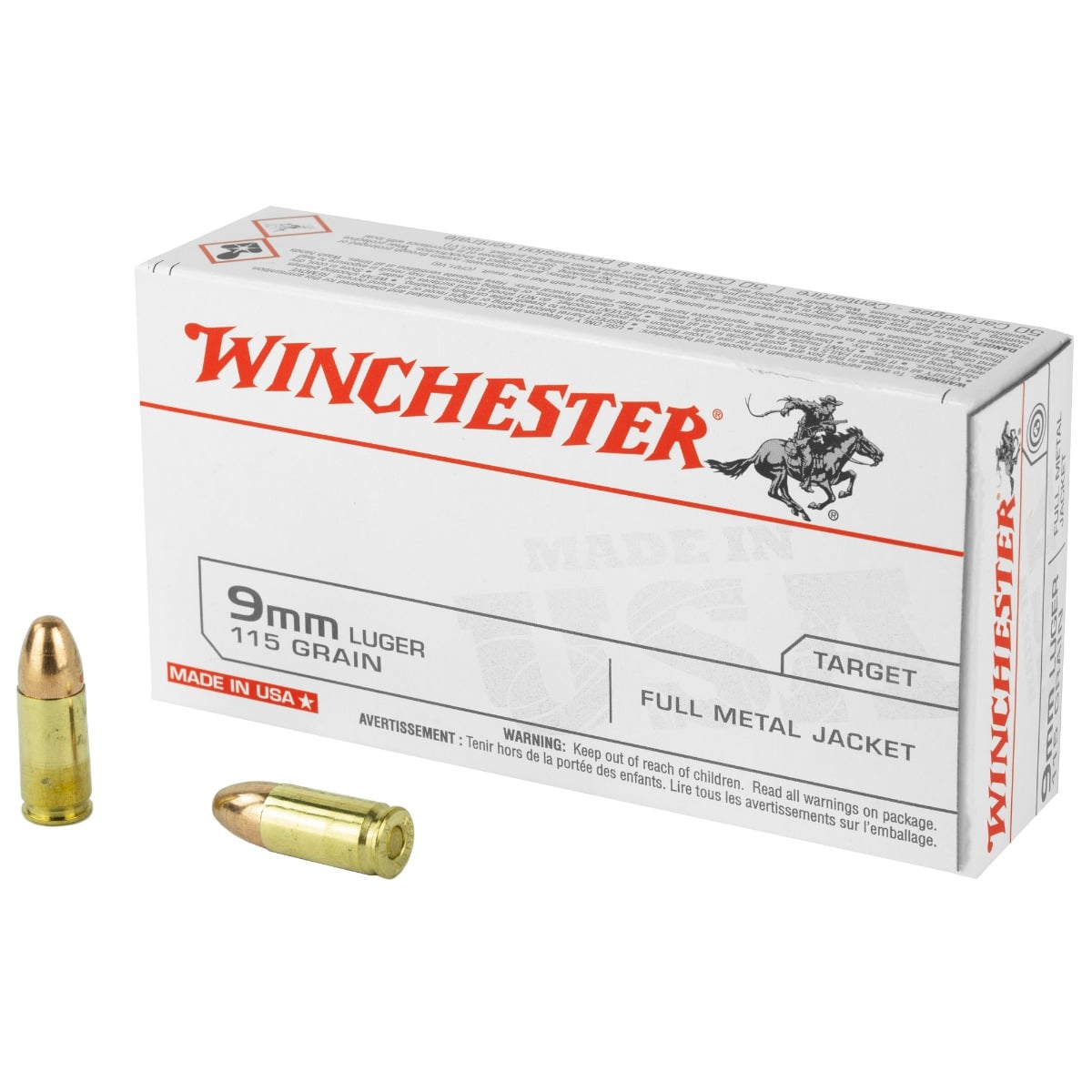 Winchester USA Handgun Ammunition 9mm Luger 115 gr FMJ 50/rd - No Credit Card Fees - Low, flat rate shipping