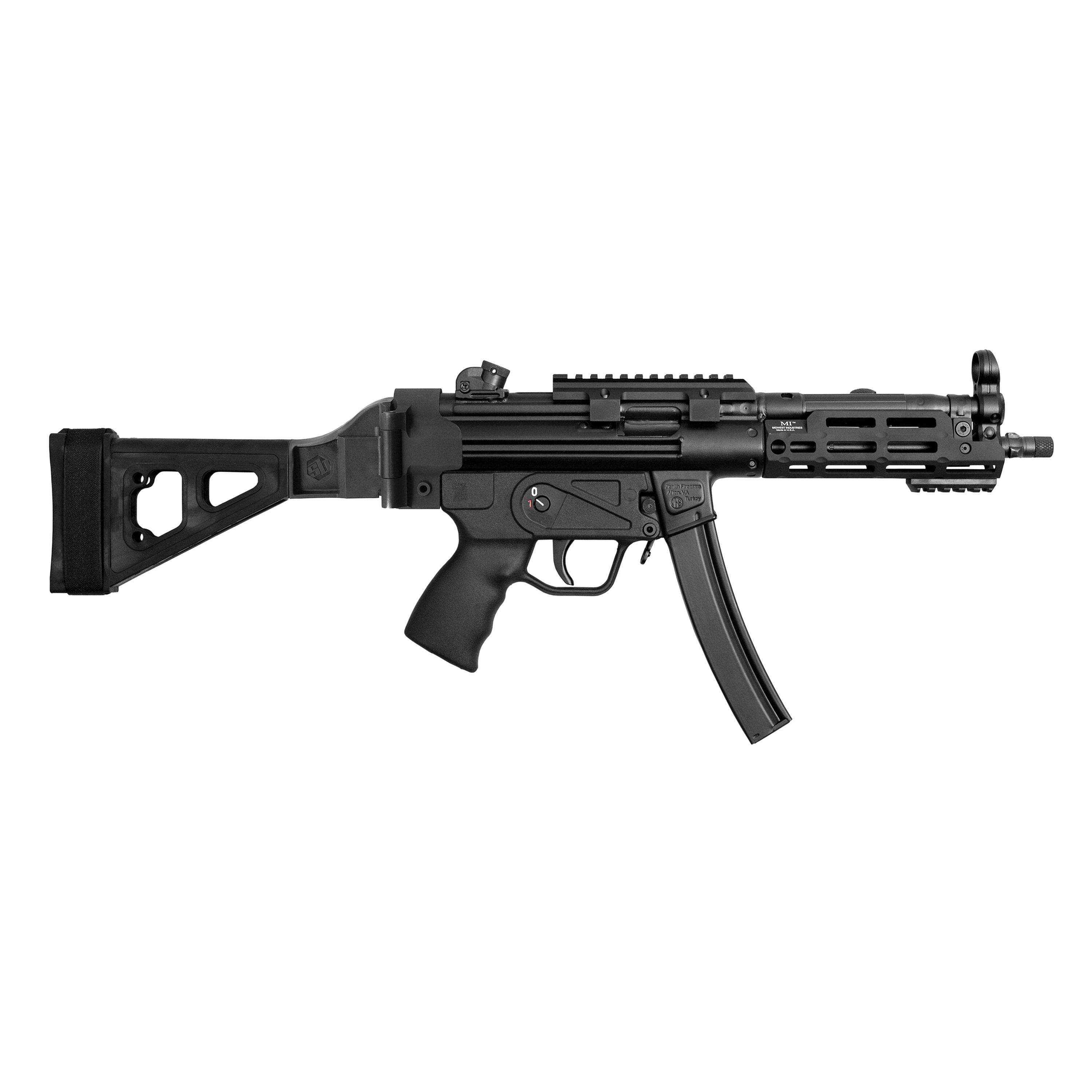 Zenith Firearms Z-5RS SB Rail 9mm AR Pistol, Matte Black