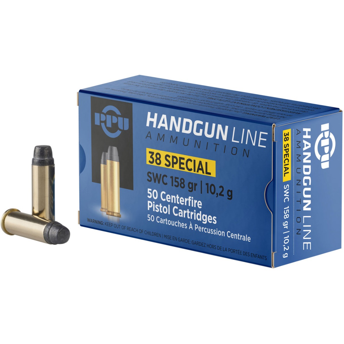 PPU Handgun Ammunition .38 Spl 158 gr SWC 902 fps 50/ct - No Credit Card Fees - Low, flat rate shipping