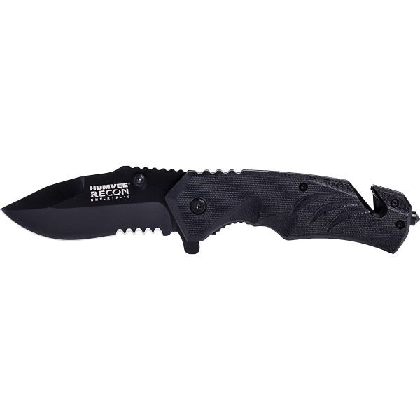 CampCo Humvee Tactical Recon Folding Knife w/ Spring Assist, 3", Black - HMVKTR15