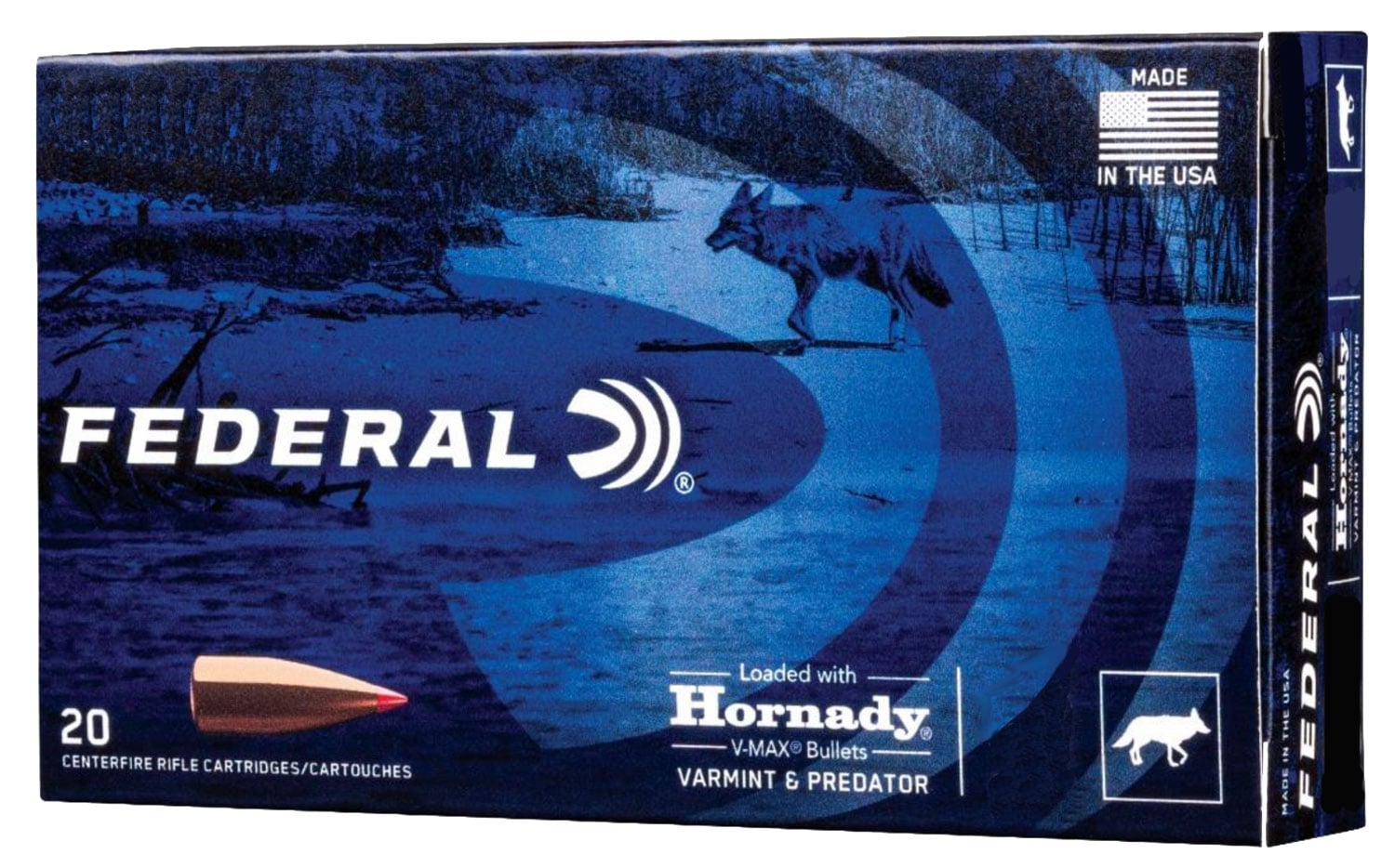 Federal Varmint and Predator 53 gr Hornady V-Max .223 Rem Ammo, 20/box - V223VM53