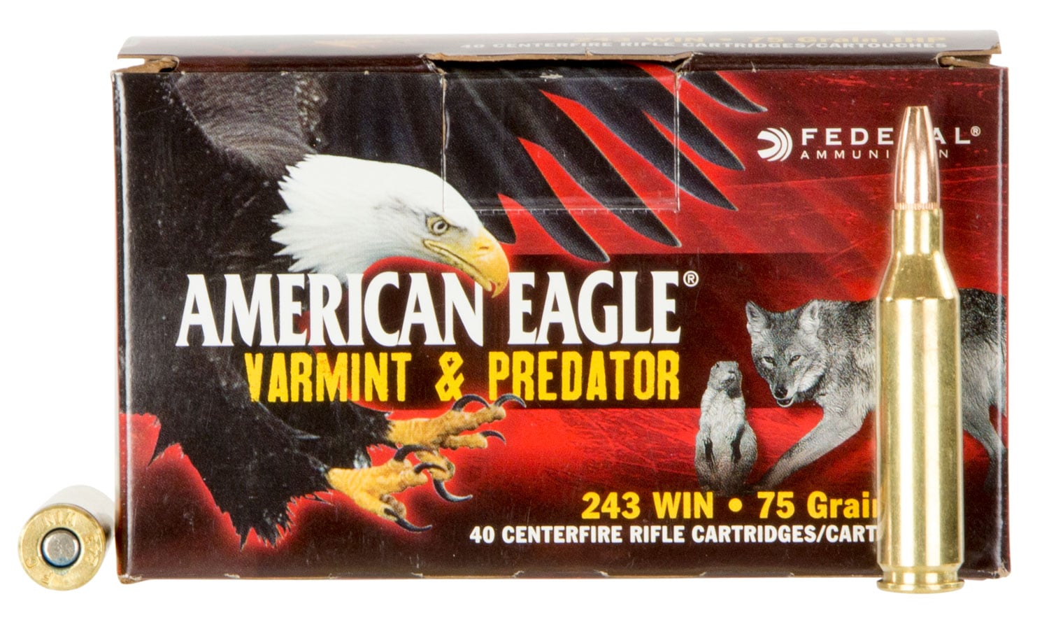 FED AM EAGLE V&P 243WIN 75GR 40/200 - No Credit Card Fees - Low, flat rate shipping