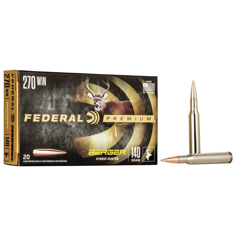 Federal Premium Rifle Ammo 270 Win. 140 gr. Berger Hybrid Hunter 20 rd. - No Credit Card Fees - Low, flat rate shipping