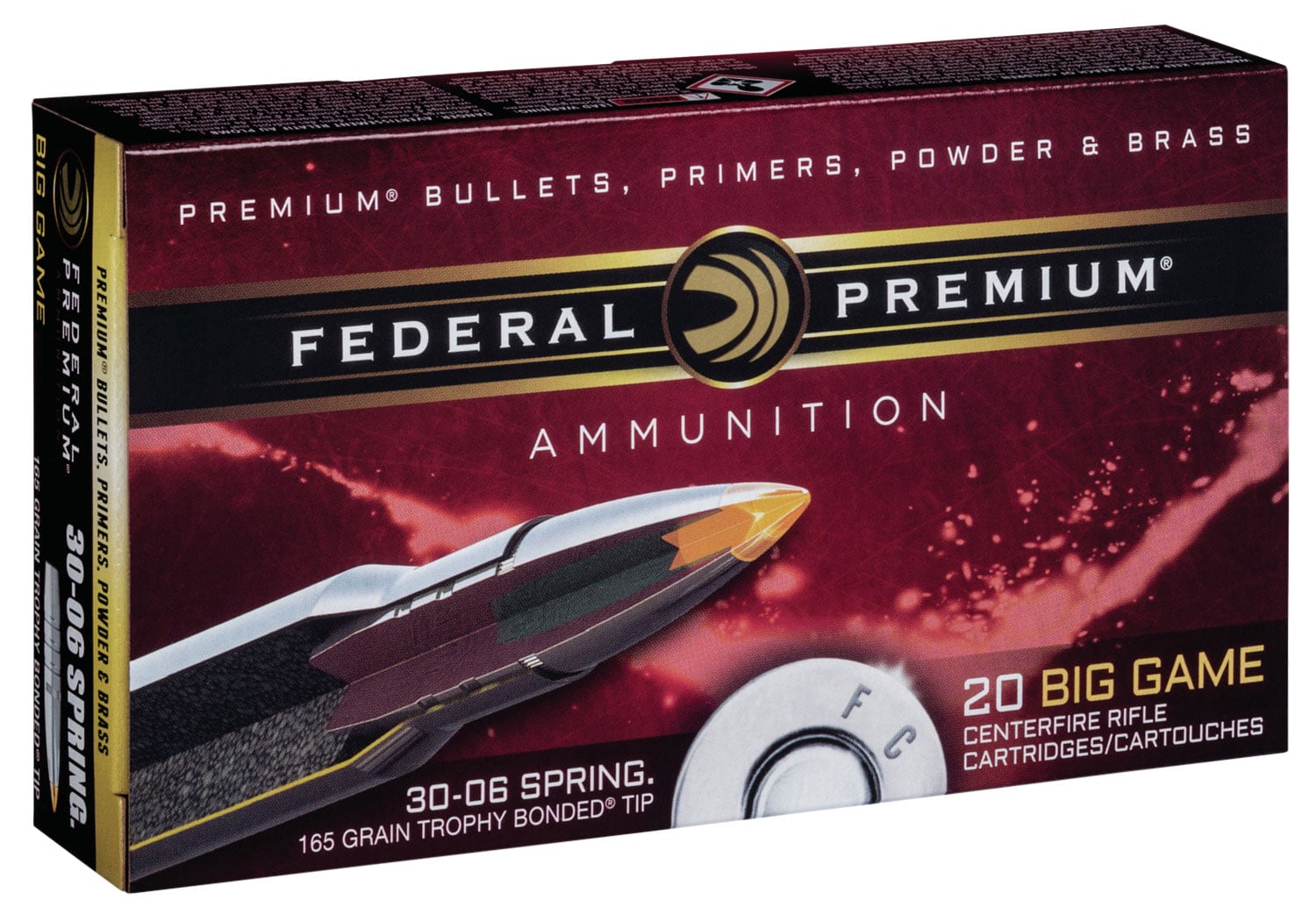 Federal Premium Rifle Ammo 30-06 Sprg. 165 gr. Trophy Bonded Tip 20 rd. - No Credit Card Fees - Low, flat rate shipping
