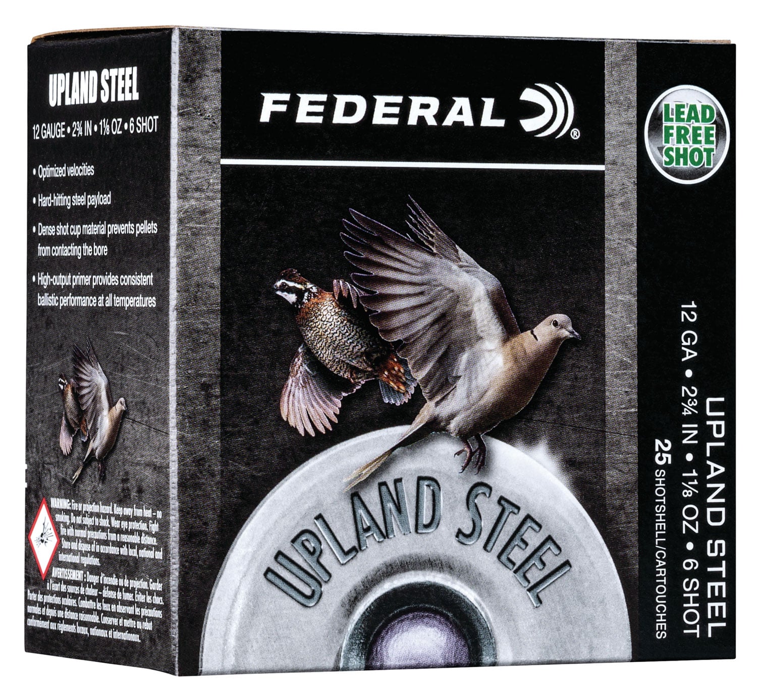 Federal Upland Steel 2.75" 12 Gauge Ammo 6, 25/box - USH12 6