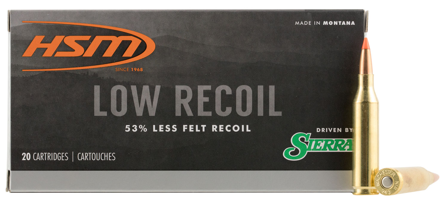 HSM LOW RECOIL 243 WIN 85GR – SBT 20RD 25BX/CS - No Credit Card Fees - Low, flat rate shipping