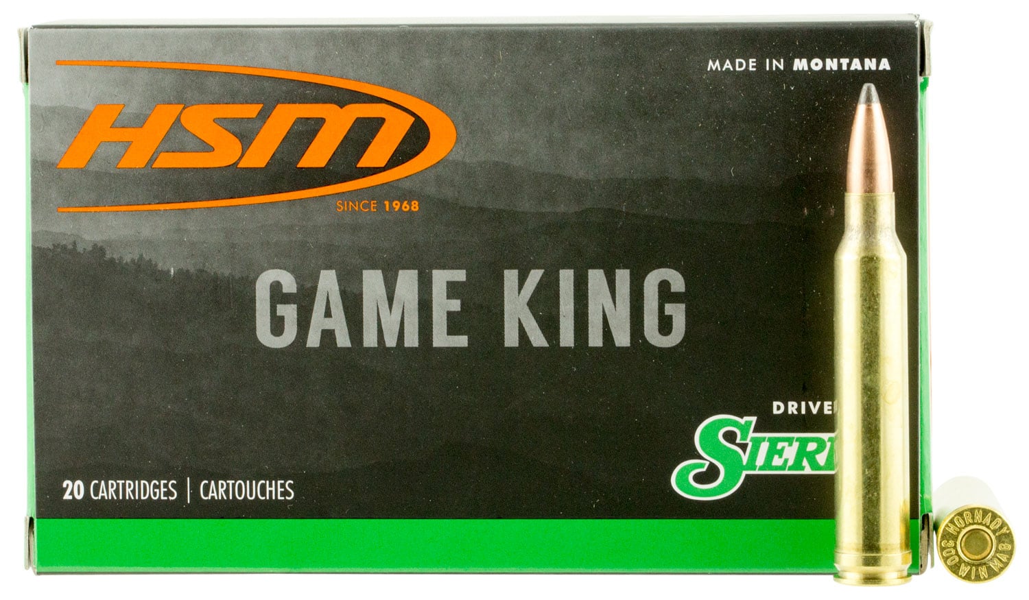 HSM Ammunition Game King 165 gr Spitzer Boat Tail .300 Win Mag Ammo, 20/box - HSM-300WinMAG-40-N