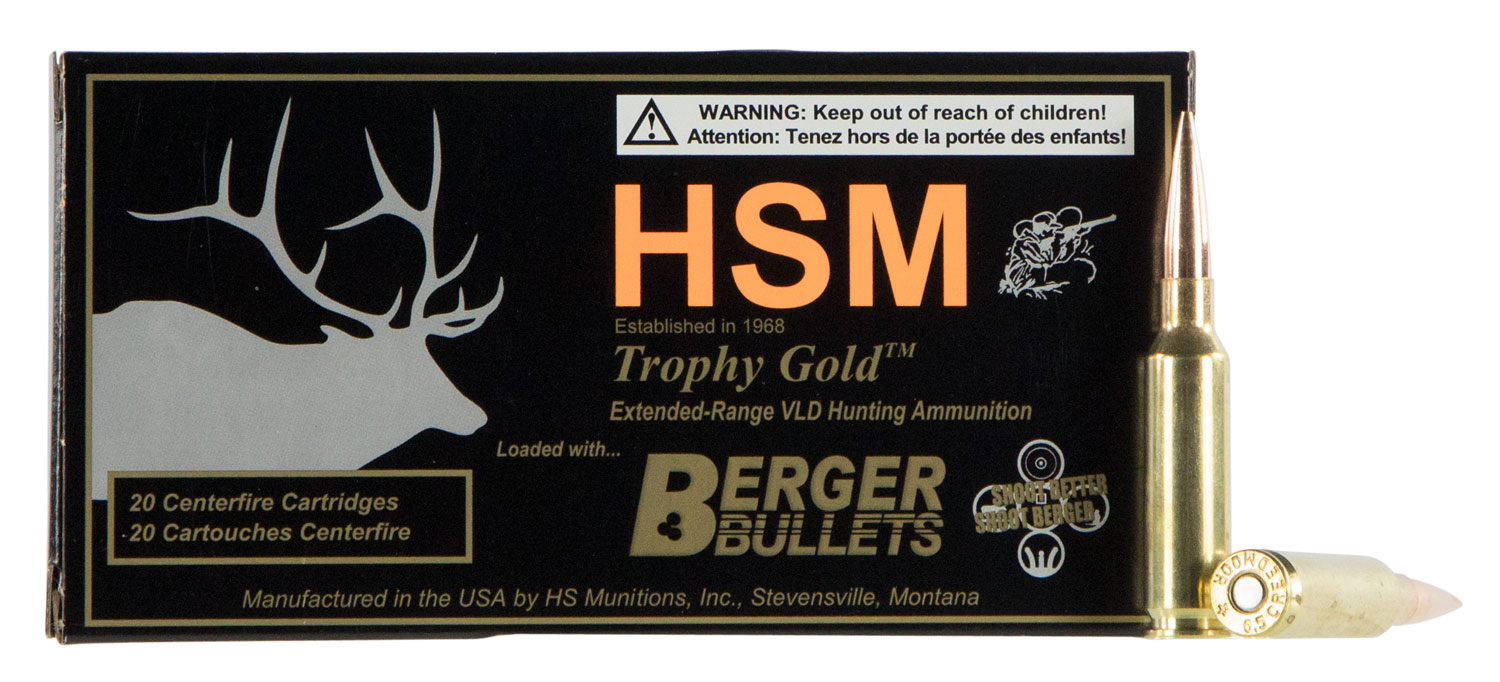 HSM Ammunition Trophy Gold 130 gr Match Very Low Drag 6.5 Crd Ammo, 20/box - 65CRD130VLD