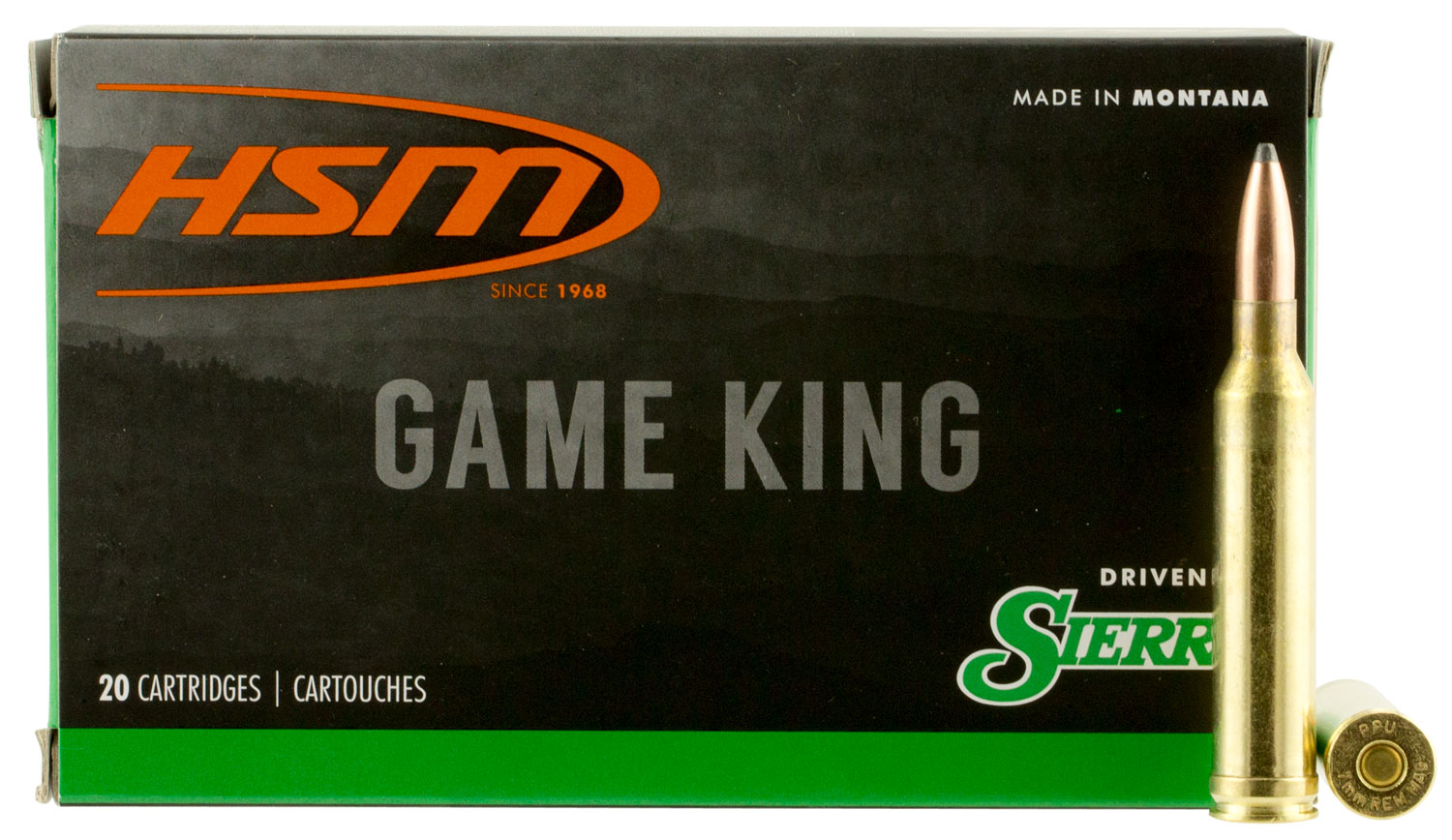 HSM Ammunition Game King 160 gr Spitzer Boat Tail 7mm Rem Mag Ammo, 20/box - HSM-7mmMAG-6-N