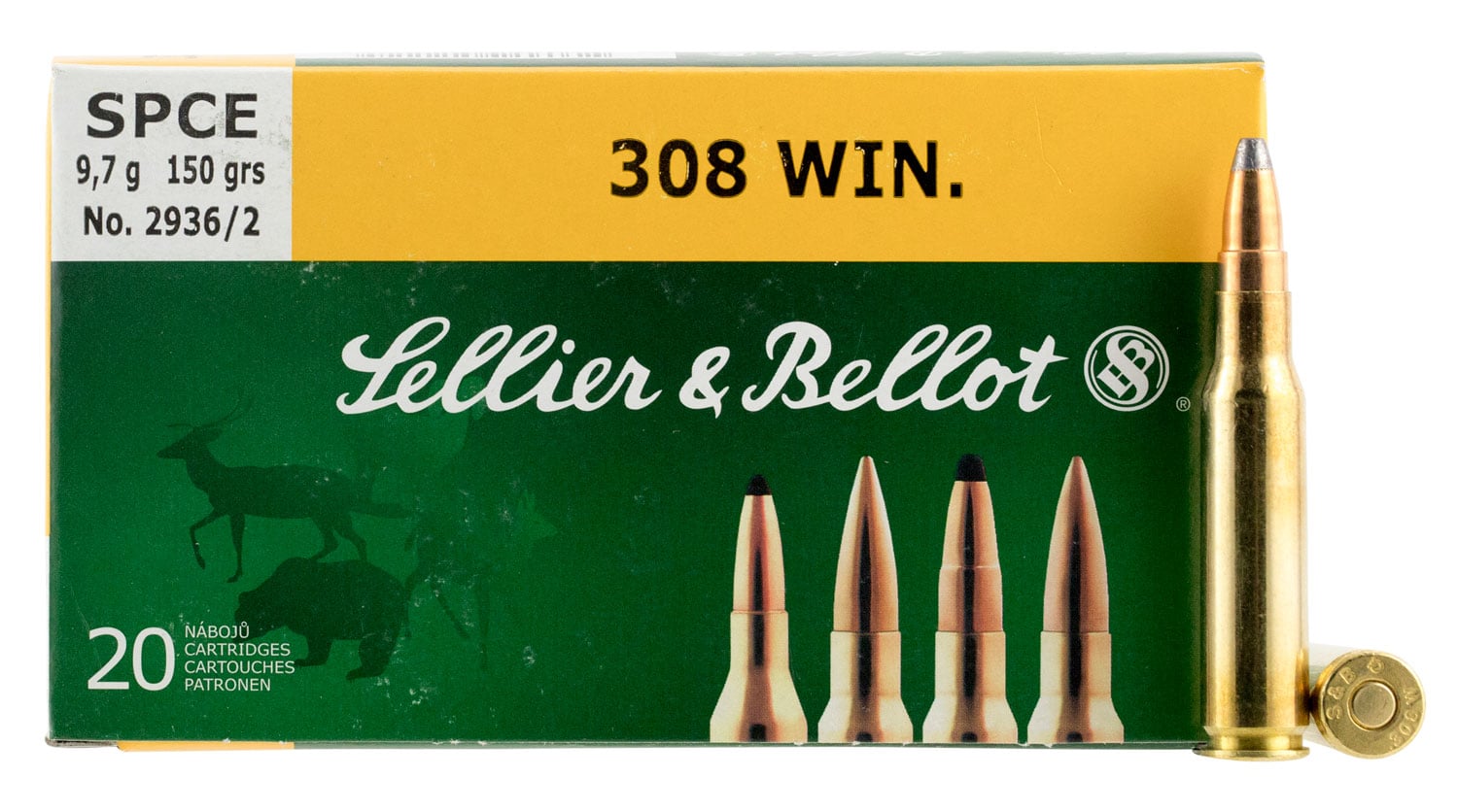 Sellier & Bellot 180 gr Semi-Jacketed Soft Point .308 Win/7.62 Ammo, 20/box - SB308C