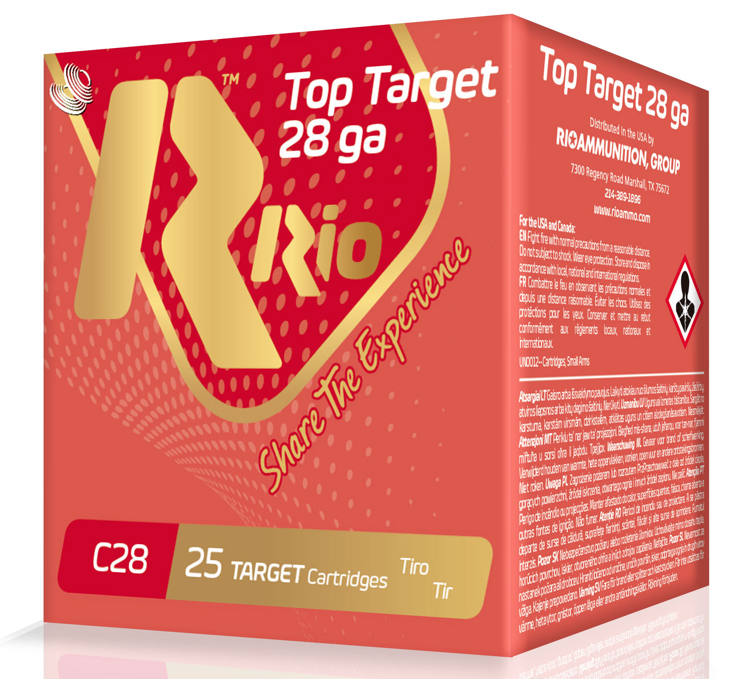 RIO Top Target 2.75" 28 Gauge Ammo 8, 25 Rounds - RC288