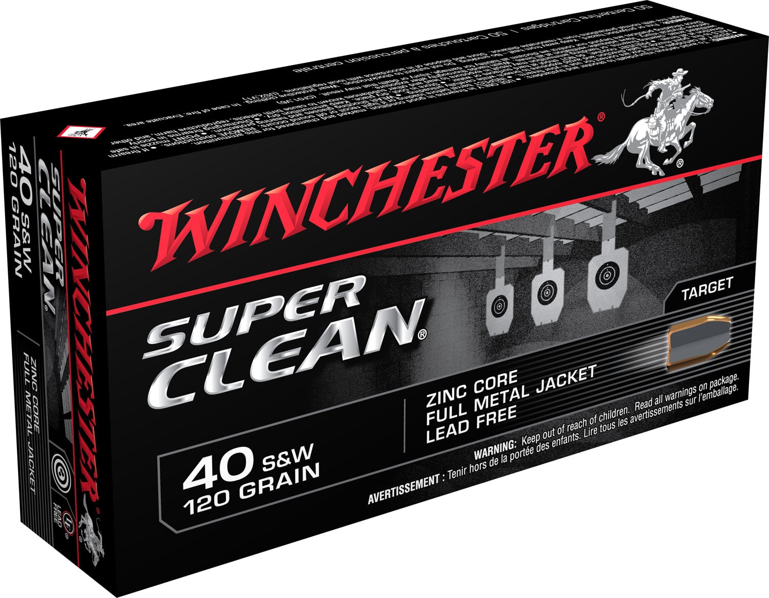 WINCHESTER 40 S&W SUPER CLEAN TARGET FMJ 120 GR 50 RD/BX 10 BX/CS - No Credit Card Fees - Low, flat rate shipping