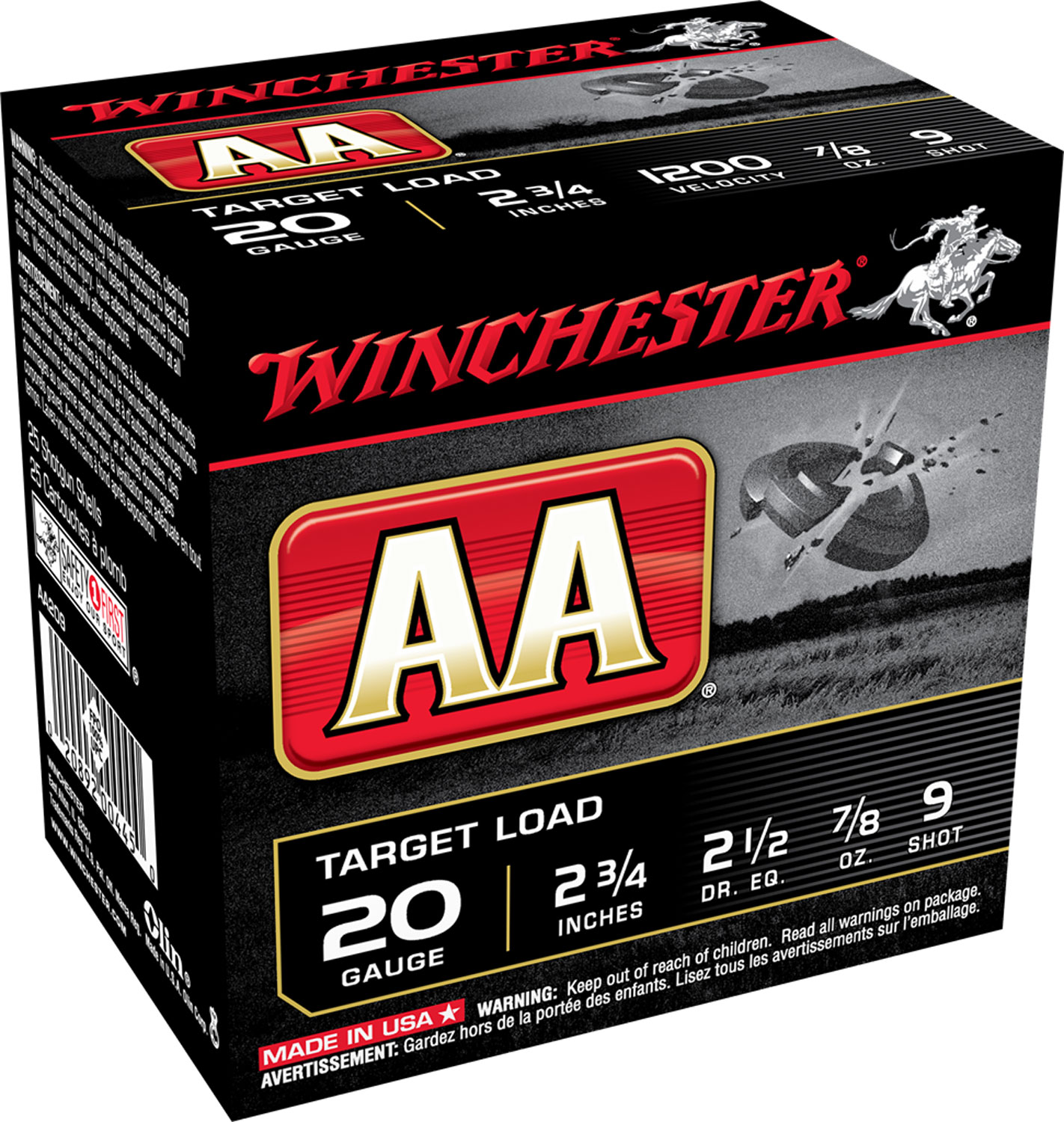 Winchester Ammunition AA 2.75" 20 Gauge Ammo 9, 25/box - AA209