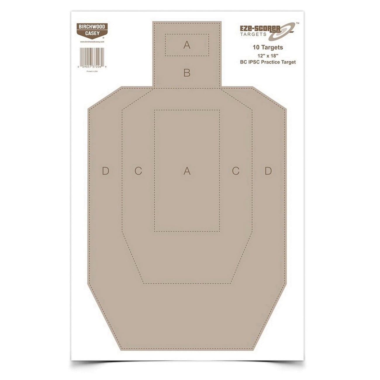 Birchwood Casey EZE-Scorer 12" x 18" BC-IPSC Practice Target, Tan, 100/pack - 37018