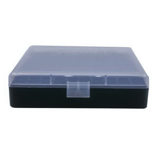 Berrys Bullets 008 .40 S&W/.45 ACP/10mm 100 Round Flip-Top Ammo Box, Clear/Black - 16678