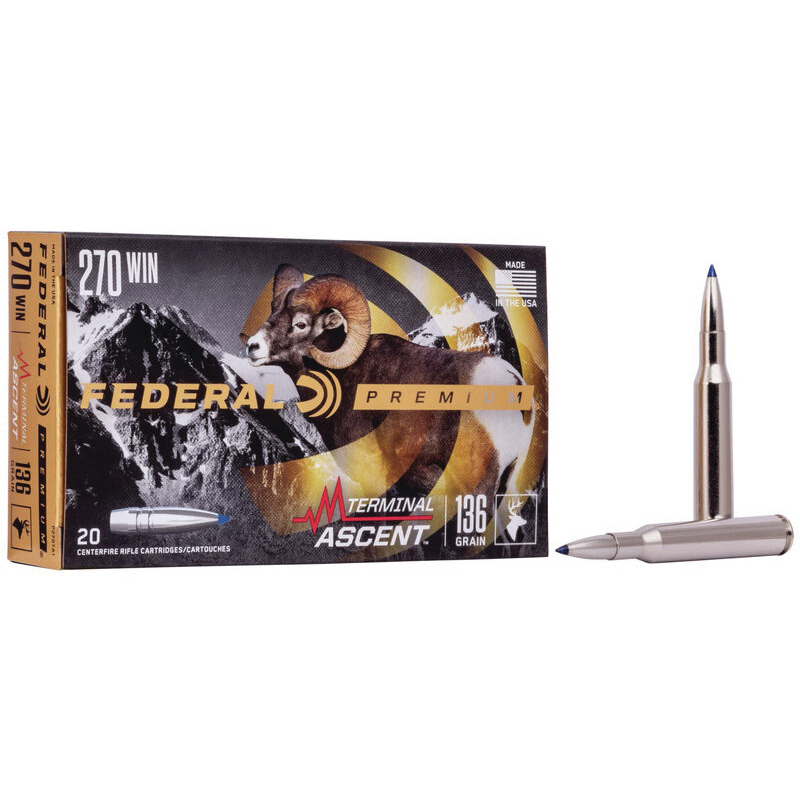FEDERAL 270 WIN 136GR TERMINAL – ASCENT 20RD 10BX/CS - No Credit Card Fees - Low, flat rate shipping
