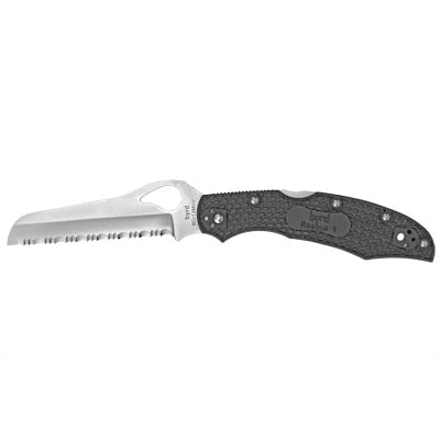 Spyderco Byrd Cara Cara 2 Rescue Serrated Lightweight Folding Knife, Black - BY17SBK2