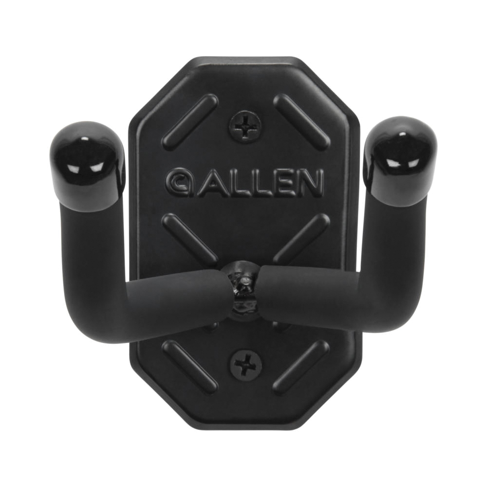 Allen 7" x 4" x 1" Defender Double Hook w/Metal Mounting Plate, Black