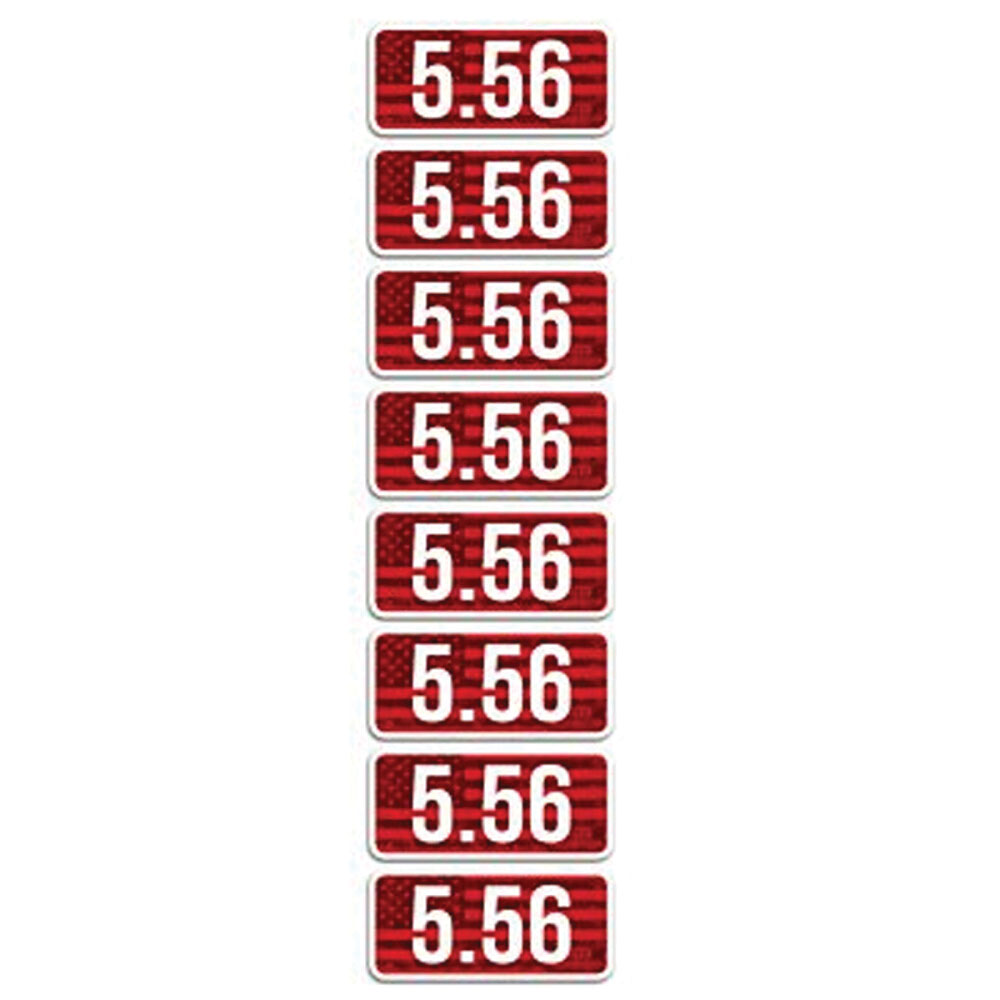 MTM Case Gard 5.56x45mm 2.25" L Ammo Caliber Label, Red/White Pack of 8