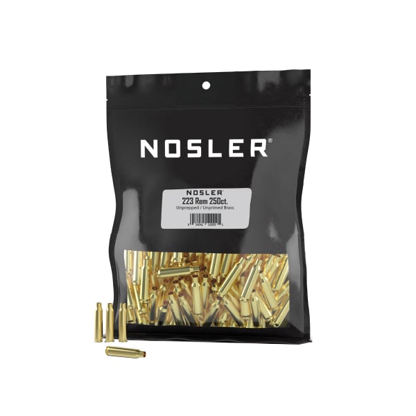 Nosler .223 Remington Small Rifle Premium Unprepped Bulk Brass, 250rds