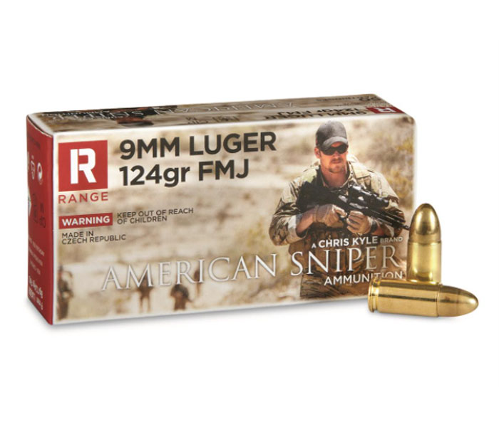 American Sniper Range 9mm Ammo 124 Grain FMJ 50 rds | Palmetto