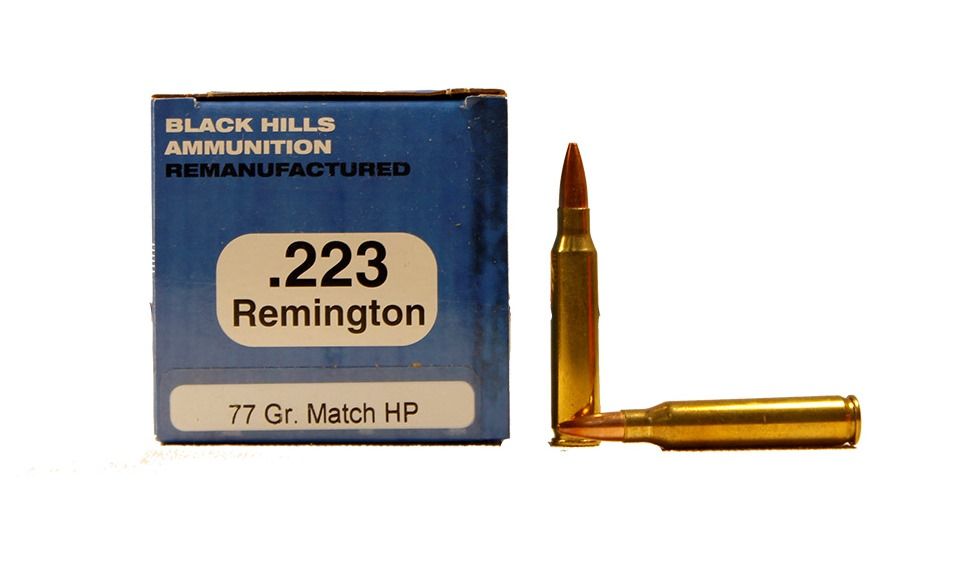 Black Black Hills 223 Remington 77gr Sierra MatchKing Re-Manufactured Ammunition 50rds - M223R9