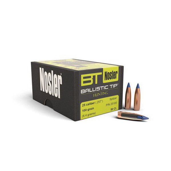 Nosler Nosler 25 Caliber (.257) 100gr Spitzer Ballistic Tip Bullets 50ct - 25100