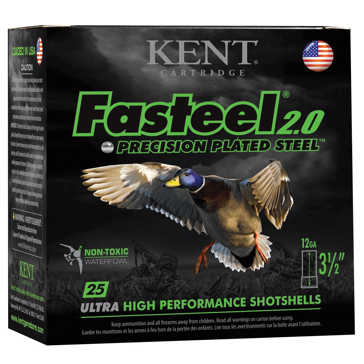 Kent Kent Fasteel 2.0 12 Gauge Ammo 3-1/2" 3 Shot, 25 rds/box - K1235FS40-3