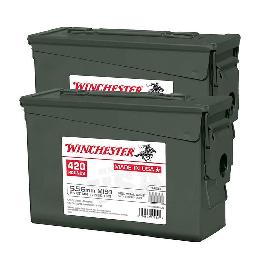 Winchester 5.56x45mm NATO 55 gr Full Metal Jacket (FMJ) Two 420rd ammo cans - WM193420CS
