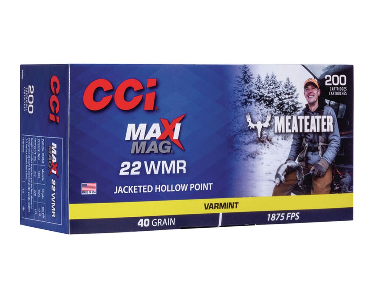 CCI Maxi-Mag MeatEater JHP .22 WMR 40gr. Ammo, 200rds - 958ME