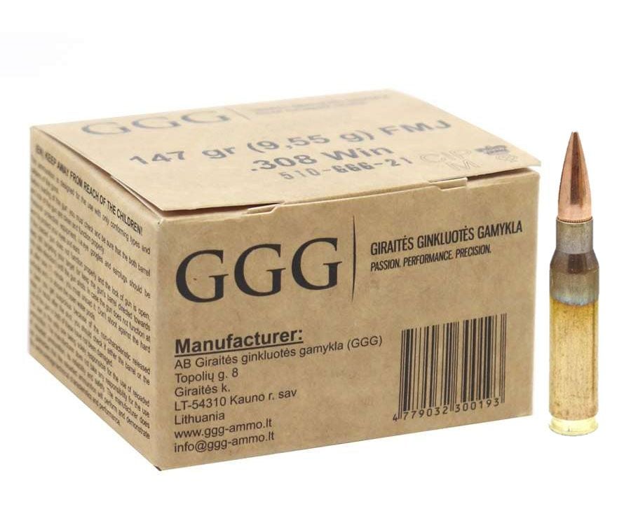 GGG .308 Win Bulk Ammo 147 Gr FMJ 600rds - GGG308