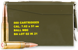Igman M80 7.62x51mm Ammo 147Grain FMJ, 560rd Can - Igman7.62x51