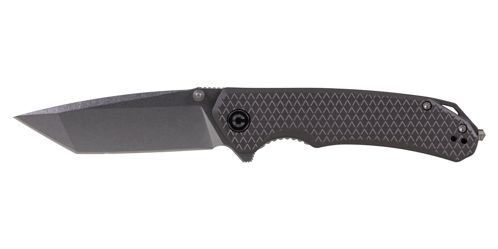 Kronos Brazen Tactical Stonewashed Tanto Folding Knife, Gray - PSA