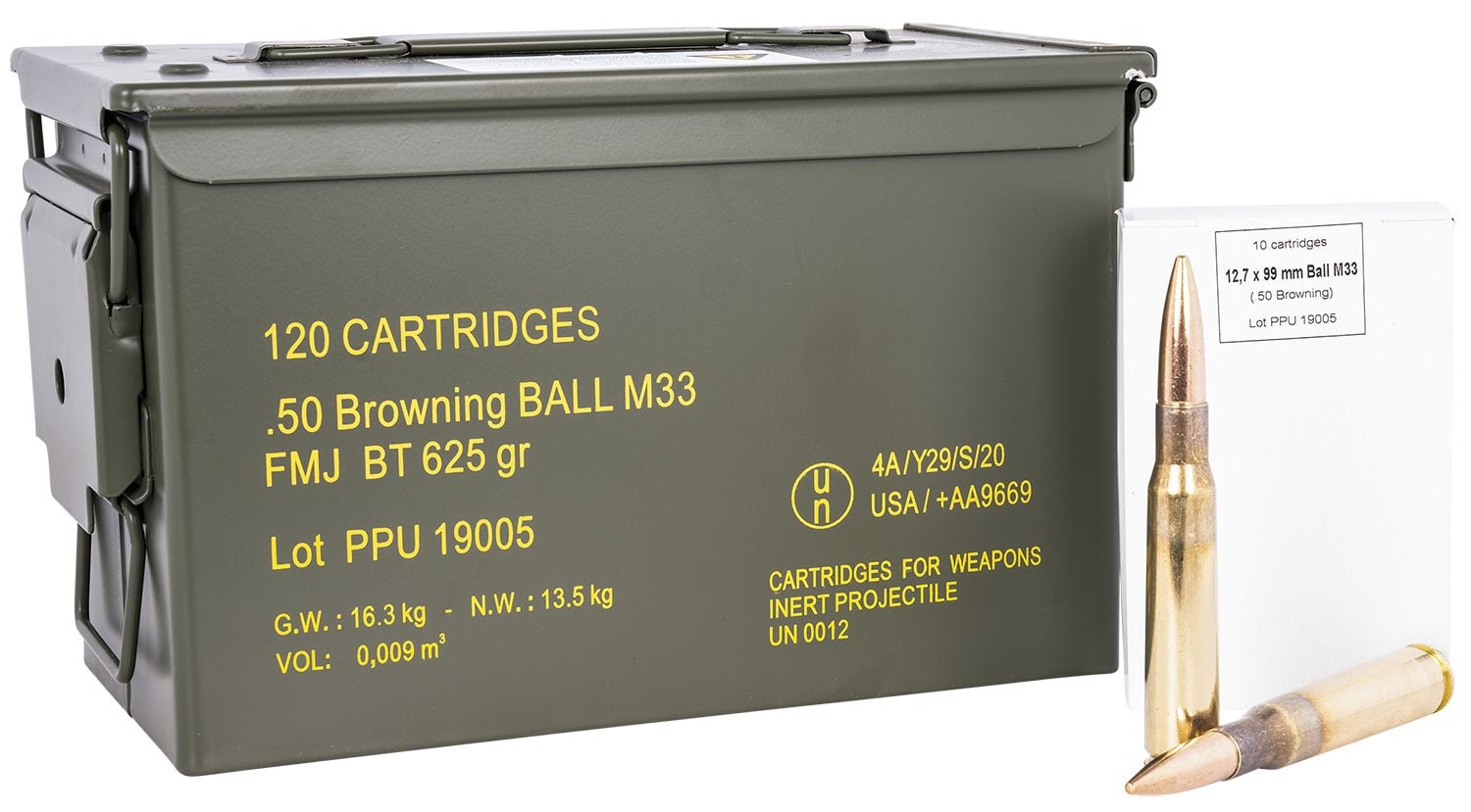 PPU USA Rangemaster .50 BMG FMJ 625 gr Ammo, 120rds