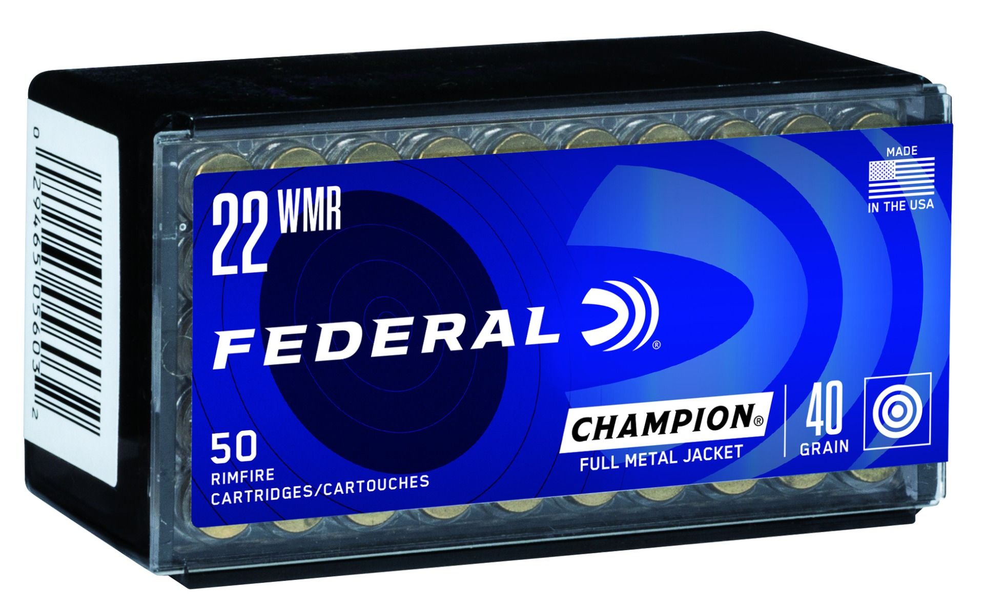 Federal Champion 40 Grain FMJ .22 WMR Ammunition, 50 Rounds - 737