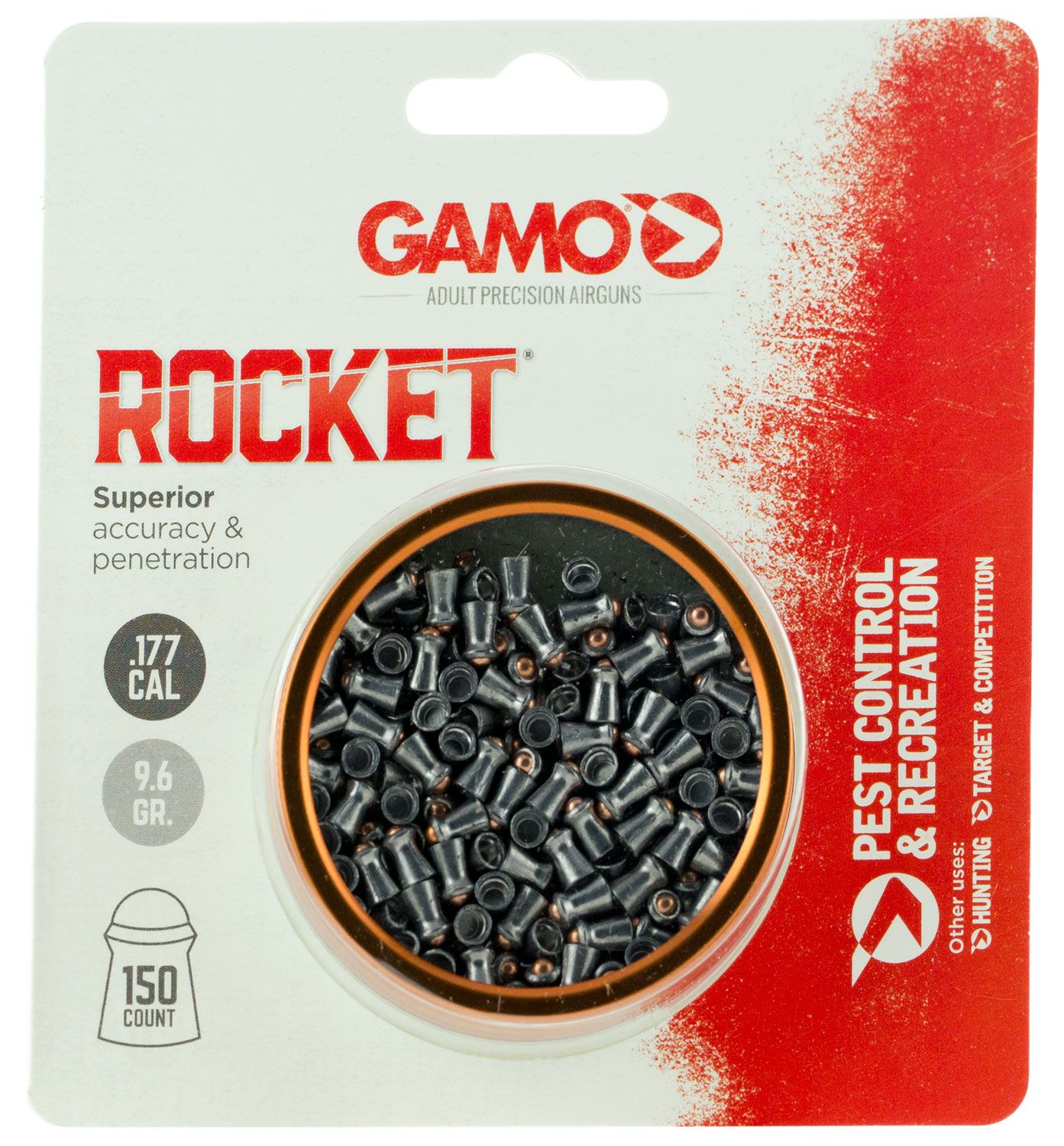Gamo Gamo Outdoor Rocket .177 9.6 gr Rounded Tip Pellet, 150/pack - 632127454