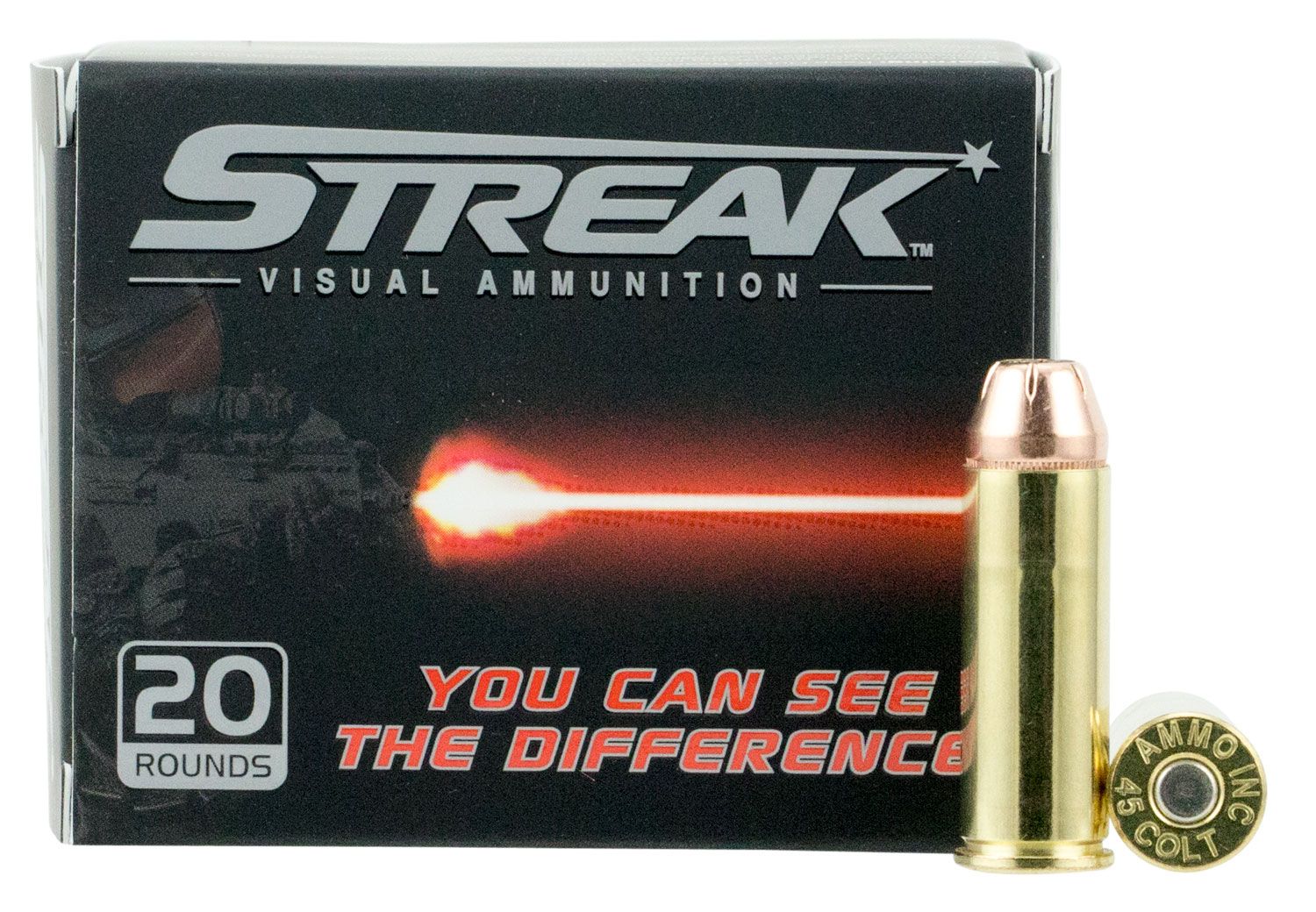 Ammo Ammo Inc Streak 250 gr Jacketed Hollow Point .45 Colt Ammo, 20/box - 45C250JHPSTR