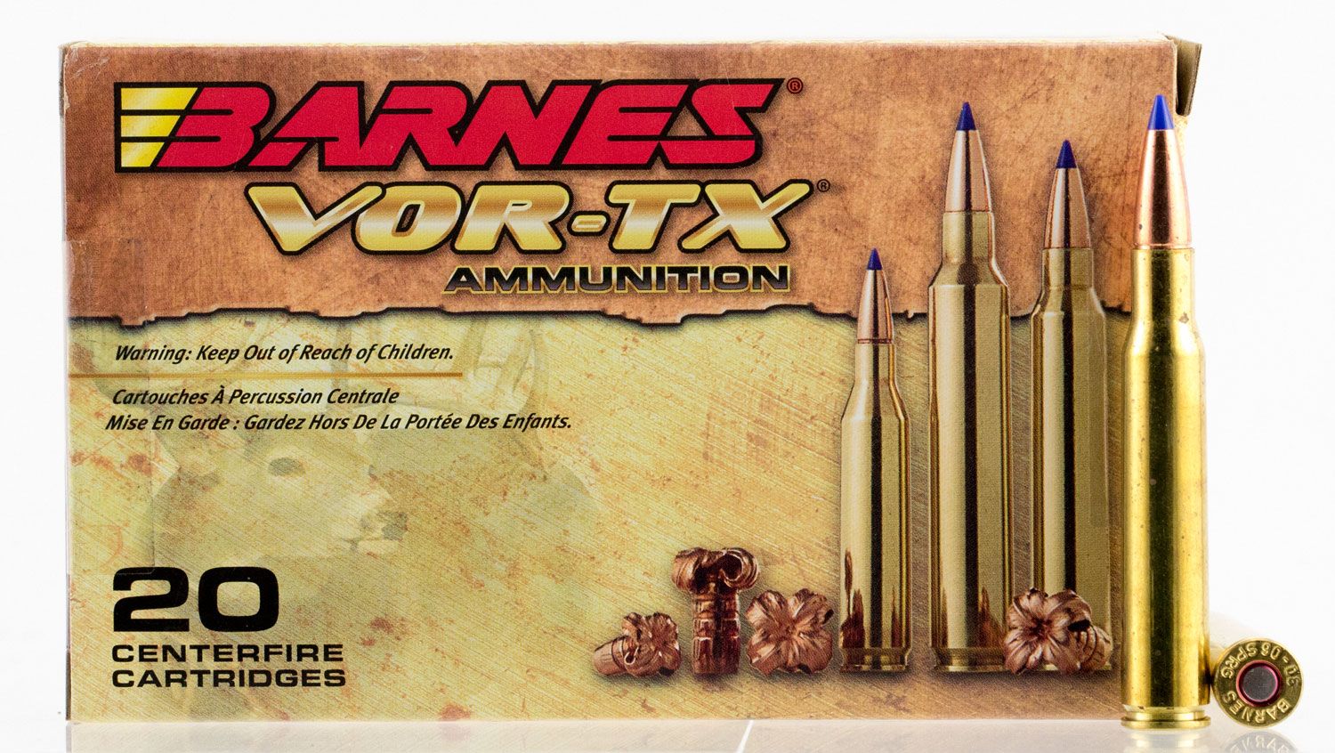 Barnes Barnes Bullets VOR-TX 168 gr Tipped TSX Boat Tail .30-06 Spfld Ammo, 20/box - 21565
