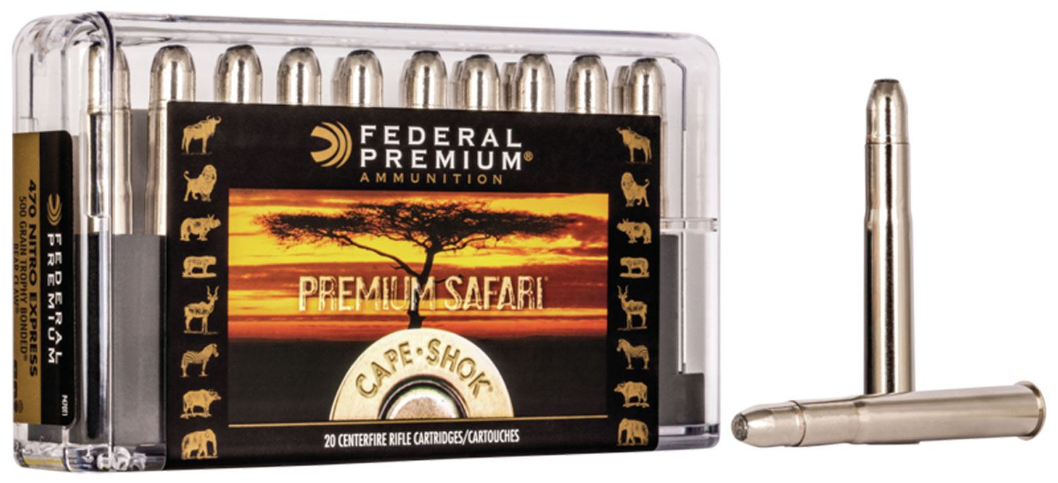 Federal Federal Premium Safari Cape-Shok 500 gr Trophy Bonded Bear Claw .470 Nitro Express Ammo, 20/box - P470T1