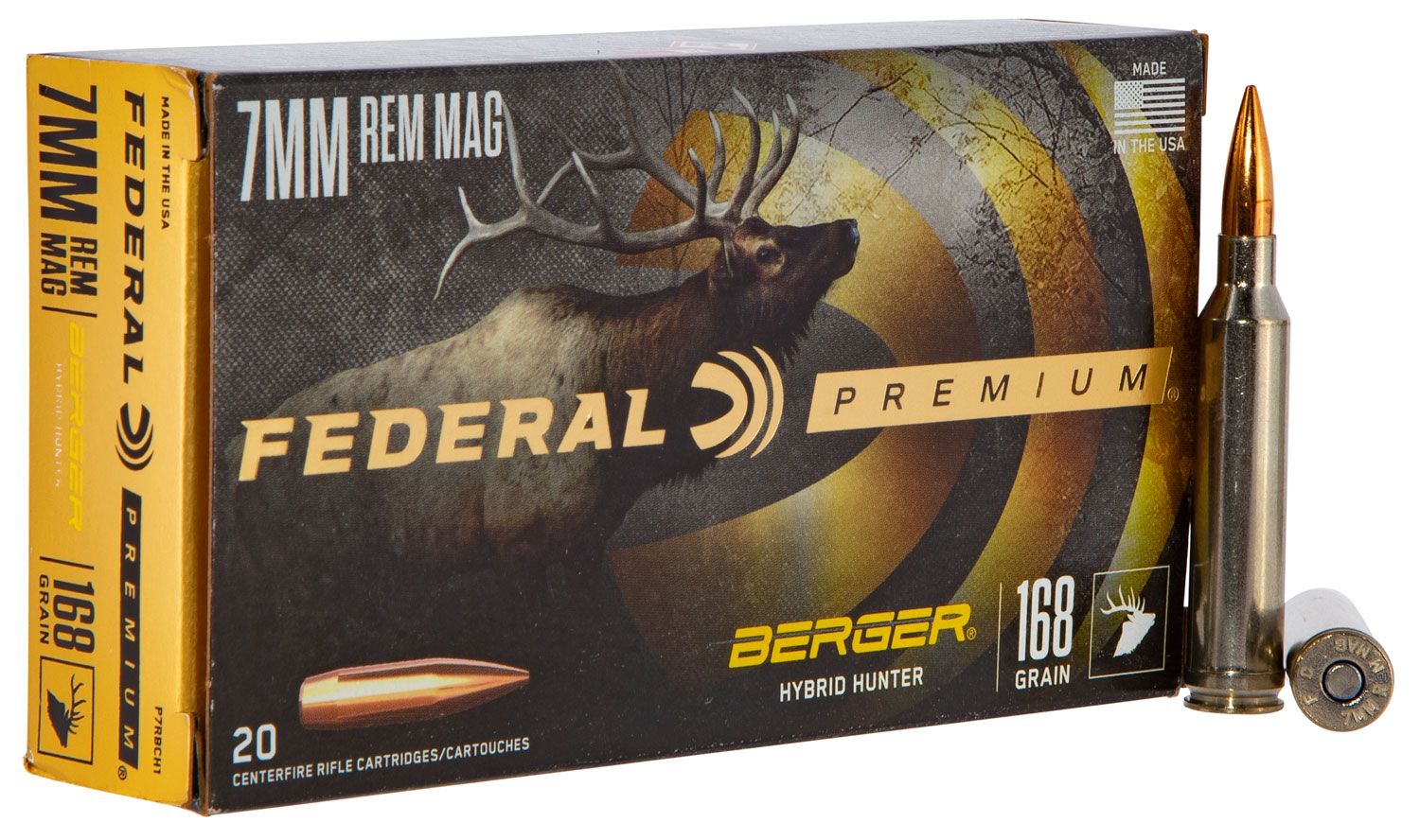 Federal Federal Premium Hunter 168 gr Berger Hybrid 7mm Rem Mag Ammo, 20/box - PR7BCH1